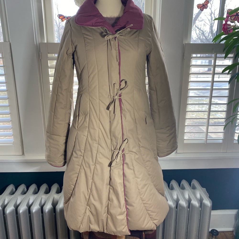 Brown and maroon Vintage 1980’s j gallery down long puffer jacket size XS